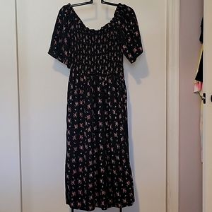 Black and pink floral off the shoulder dress. Size 4